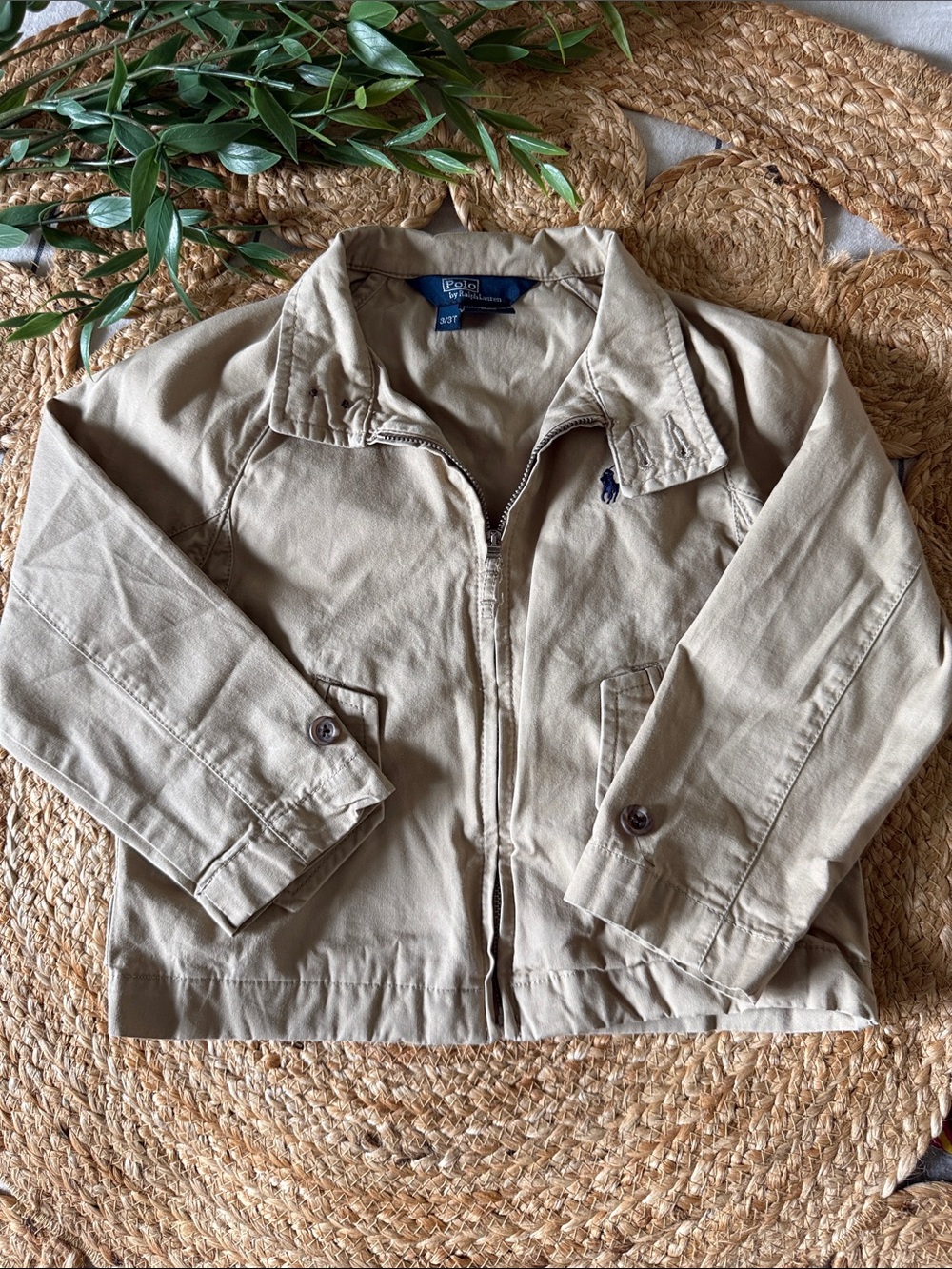 Polo Ralph Lauren Cotton Twill Jacket Toddler Full Zip Beige 3T